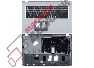 Клавиатура (топ-панель) для ноутбука Acer A317-33 черная с серым топкейсом