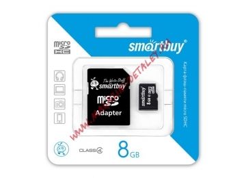 Карта памяти SmartBuy Micro SD 8Гб с адаптером SD
