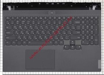 Клавиатура (топ-панель) для ноутбука Lenovo Legion 7-15IMH05 черная с черным топкейсом