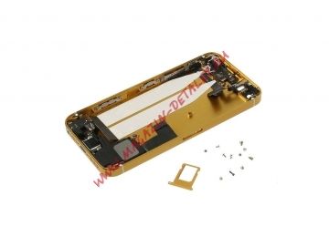 Корпус для Apple iPhone 5 золото с держателем sim вставки белые