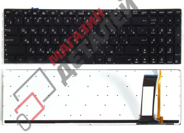 Клавиатура для ноутбука Asus Q550 N56 N750 черная без рамки с подсветкой