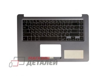 Клавиатура (топ-панель) для ноутбука Asus X510UA черная с серым топкейсом (с разбора)