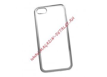 Силиконовый чехол TPU Case для Apple iPhone 5, 5s, SE прозрачный с серой рамкой