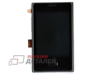 Дисплей (экран) в сборе с тачскрином для LG Optimus L3 черный с рамкой