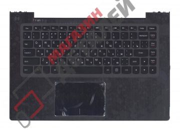 Клавиатура (топ-панель) для ноутбука Lenovo IdeaPad U430 черная с черным топкейсом и подсветкой