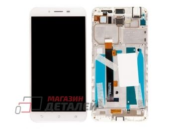 Дисплей (экран) в сборе с тачскрином для Asus ZenFone 3 Max ZC553KL белый с рамкой (Premium SC LCD)
