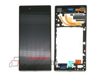Дисплей (экран) в сборе с тачскрином для Sony Xperia Z5 Premium черный с рамкой