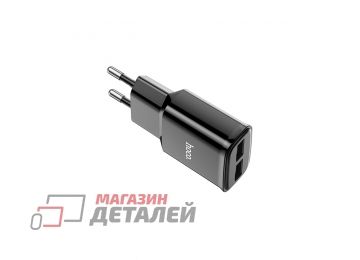 Блок питания (сетевой адаптер) HOCO C88A Star round 2xUSB, 2.4A с кабелем Type-C (1м) (черный)