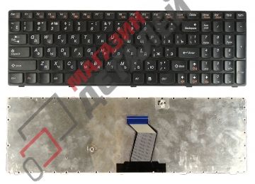 Клавиатура для ноутбука Lenovo Ideapad Y570 черная с черной рамкой