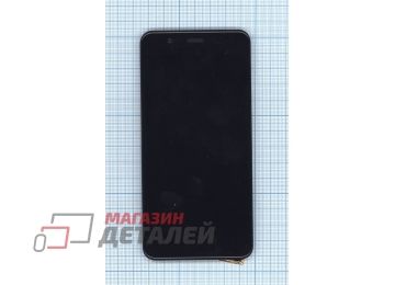 Дисплей (экран) в сборе с тачскрином для Asus ZenFone 3 Max ZC520TL черный с рамкой (с разбора)