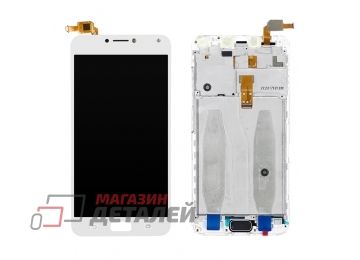 Дисплей (экран) в сборе с тачскрином для Asus ZenFone 4 Max белый с рамкой (с разбора)