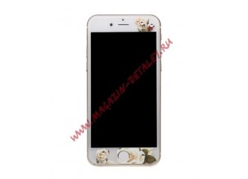 Защитное стекло с рисунком для Apple iPhone 6, 6s "Роза белая" Tempered Glass 0,33 мм, две стороны