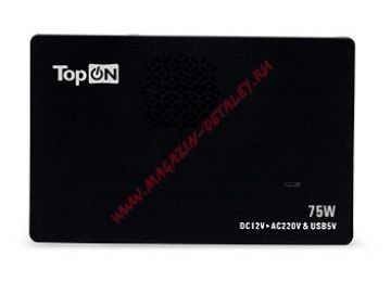 Универсальный автомобильный инвертор TopOn для ноутбука и цифровой техники 75W, SLIM inverter, USB
