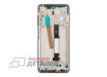 Дисплей (экран) в сборе с тачскрином для Xiaomi POCO X3, POCO X3 NFC (M2007J20CG) синий с рамкой (Premium LCD)