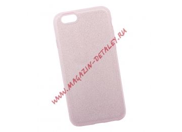 Силиконовая крышка LP "Блёстки" для Apple iPhone 6, 6s TPU розовая, европакет