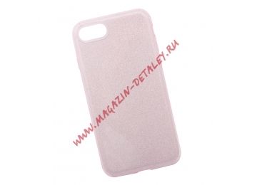 Силиконовая крышка LP "Блёстки" для Apple iPhone 8, 7 TPU розовая, европакет