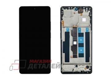 Дисплей (экран) в сборе с тачскрином для Xiaomi Poco M6 Pro 4G черный с рамкой (Premium LCD)