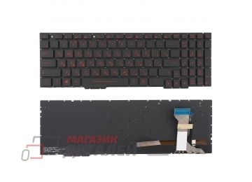 Клавиатура для ноутбука Asus FX553VD, FX53VD, FX753VD черная с красной подсветкой
