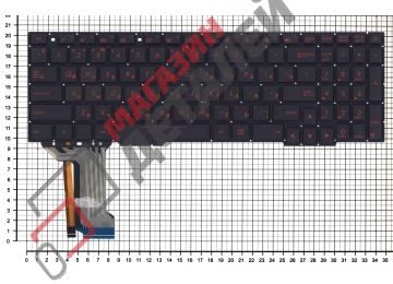 Клавиатура для ноутбука Asus FX553VD, FX53VD, FX753VD черная с красной подсветкой
