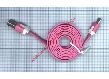 Плоский кабель Color USB <-> Micro-USB 1.0m USB-2.0 Pink (Розовый)