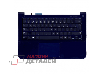 Клавиатура (топ-панель) для ноутбука Samsung 900X3A темно-синяя с темно-синим топкейсом