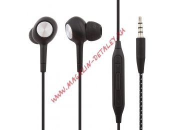 Гарнитура для Samsung Note 8 In-Ear Headphones текстильная (черная/коробка)