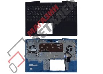 Клавиатура (топ-панель) для ноутбука Dell G3 3500 черная с черным топкейсом и подсветкой