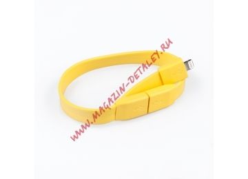 USB кабель для Apple iPhone, iPad, iPod 8 pin плоский (браслет) желтый, европакет LP
