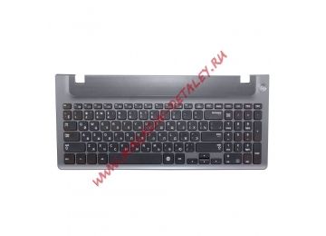 Клавиатура (топ-панель) для ноутбука Samsung NP350V5C черная c серым топкейсом