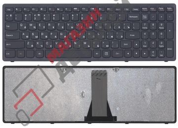 Клавиатура для ноутбука Lenovo S500 S500C черная с черной рамкой
