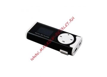 MP3 плеер с дисплеем, динамиком и функцией фонарика, черный, коробка