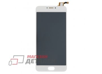Дисплей (экран) в сборе с тачскрином для Meizu M3 Note L681H белый (загнутый шлейф)