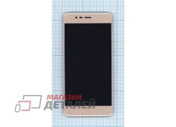 Дисплей (экран) в сборе с тачскрином для Asus ZenFone 3 Max ZC520TL золотистый с рамкой