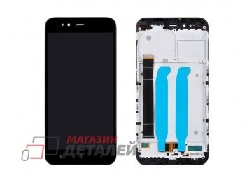 Дисплей (экран) в сборе с тачскрином для Xiaomi Mi A1, Mi 5X черный с рамкой (Premium LCD)