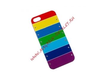 Защитная крышка Цветные полоски со стразами 1 для Apple iPhone 5, 5s, SE коробка