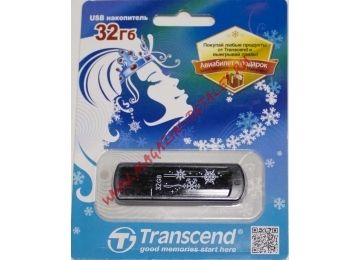 USB Flash накопитель (флешка) 32Гб TRANSCEND Jetflash 350 TS32GJF350 черный+снежинки