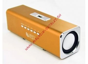 Колонки портативные LP K-101 Металл + 3,5 мм + USB + microSD + заменяемый АКБ + FM радио золото