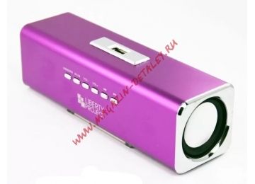 Колонки портативные LP K-101 Металл + 3,5 мм + USB + microSD + заменяемый АКБ + FM радио фиолетовые