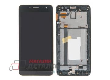 Дисплей (экран) в сборе с тачскрином для Asus ZenFone 5 A502CG черный с рамкой