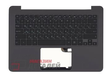 Клавиатура (топ-панель) для ноутбука Asus ZenBook UX305CA черная с черным топкейсом