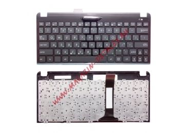 Клавиатура (топ-панель) для ноутбука Asus 1015E черная с черным топкейсом