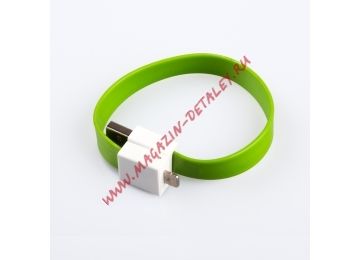 USB Дата-кабель на большом магните для Apple 8 pin, плоский, зеленый, европакет