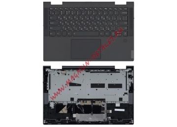 Клавиатура (топ-панель) для ноутбука Lenovo Yoga 7-14ITL5 черная с черным топкейсом