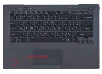 Клавиатура (топ-панель) для ноутбука Sony Vaio VPC-SB VPC-SD черная с черным топкейсом