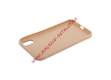 Защитная крышка для iPhone X с металлическим яблоком (золотая/европакет)