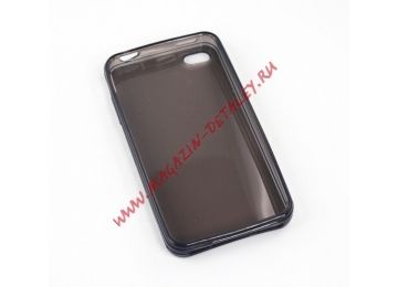 Силиконовый чехол TPU Case для Apple iPhone 4, 4s черный прозрачный