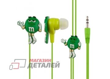 Наушники Earphones Желтый M&M's зеленые