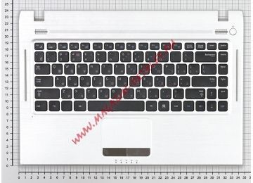 Клавиатура (топ-панель) для ноутбука Samsung Q330 черная с серебристым топкейсом