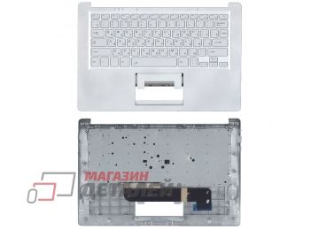 Клавиатура (топ-панель) для ноутбука Haier A1400EM A1410EM с топкейсом серебристый
