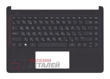 Клавиатура (топ-панель) для ноутбука HP 14S-DQ 14S-FQ черная с черным топкейсом